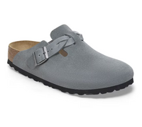 Birkenstock Boston Braided Suede Clogs - Basalt Gray (Medium/Narrow)
