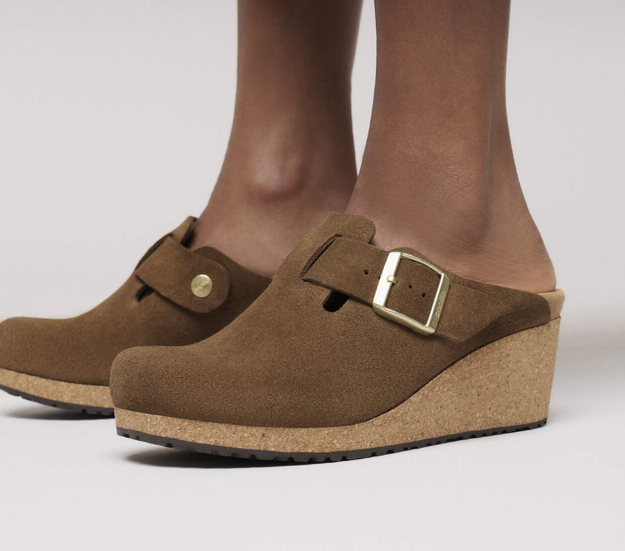Birkenstock Fanny Suede Clogs - Dark Tea (Medium/Narrow)