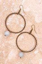 Semiprecious Bead Bronze Ring Earrings