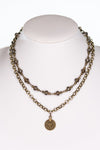 Bronze Beaded Coin Pendant Necklace