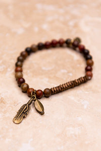 Feather Charm Beaded Bracelet