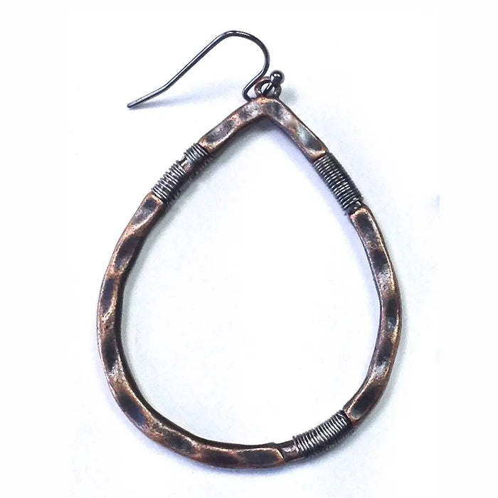 Hammered Copper Teardrop Earrings