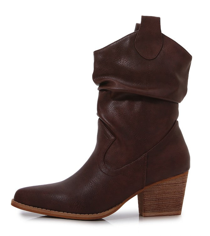Sherry Slouchy Western Faux Leather Boots