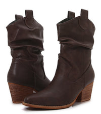 Sherry Slouchy Western Faux Leather Boots