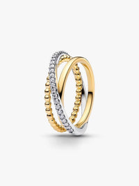 Sterling silver and 14k gold-plated ring with clear cubic zirconia