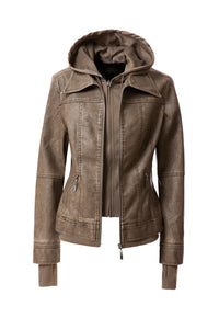 Emily Faux Leather Hooded Jacket