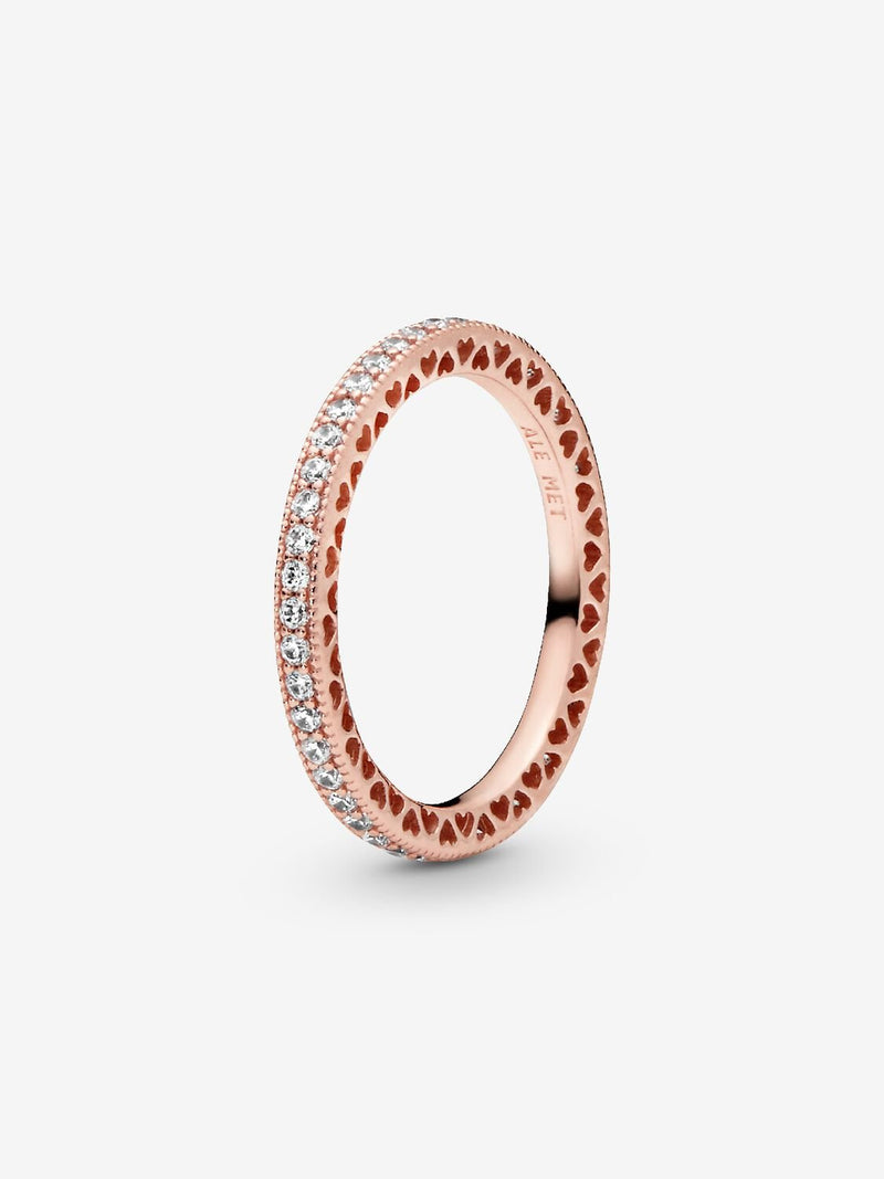 14k Rose Gold Plated Sparkle & Hearts Ring