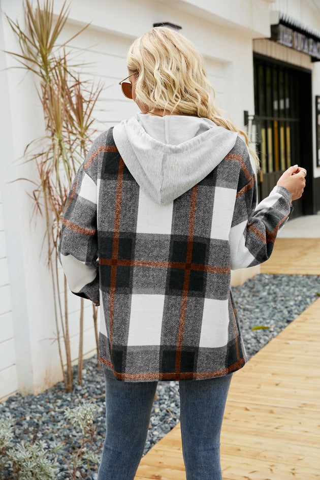 Mandy Plaid Hooded Shacket