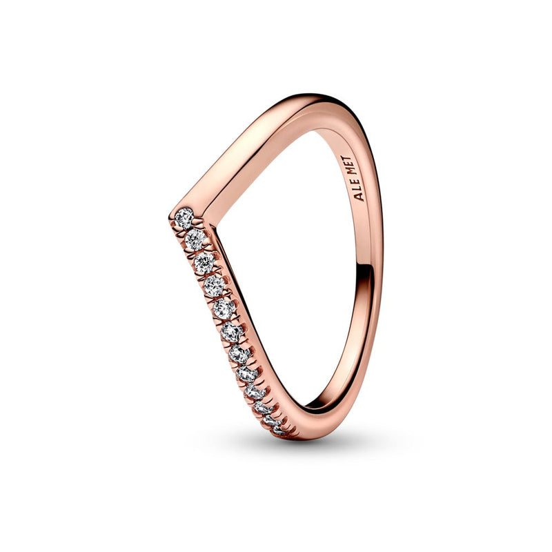 Wishbone 14k rose gold-plated ring with clear size 7.5/56