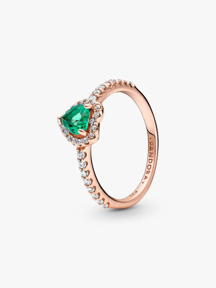 Sparkling Emerald CZ Elevated Heart Ring