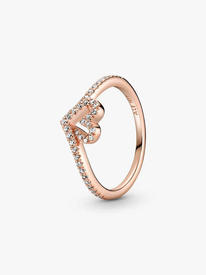 Sparkling Wishbone Heart Ring