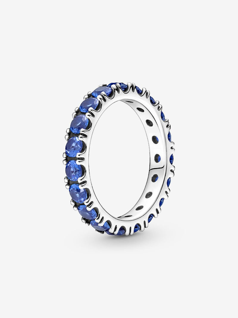 Blue Sparkling Row Eternity Ring