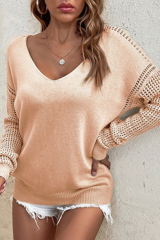 Pamela Open Knit Long Sleeve Sweater Top