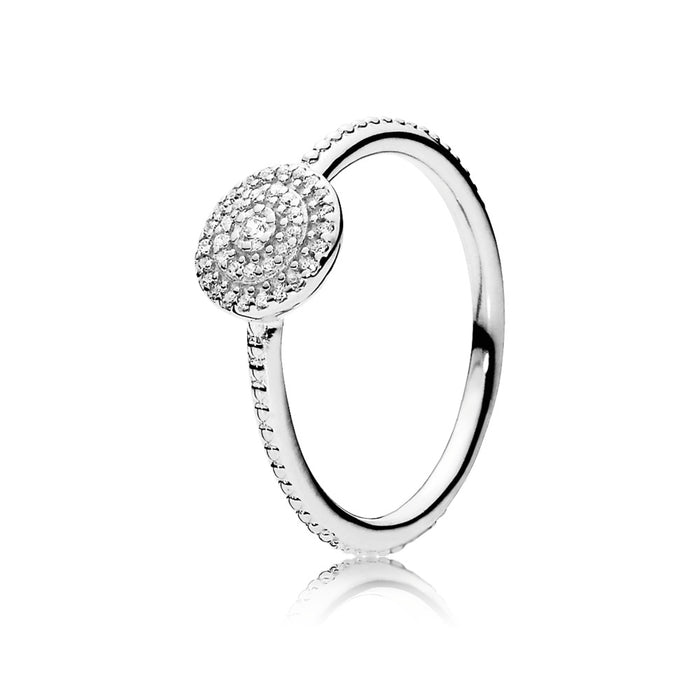 Silver ring with clear cubic zirconia size 8.5/58