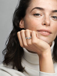Sparkling Asymmetric Silver Wave Ring