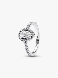 Sparkling Pear Halo Ring