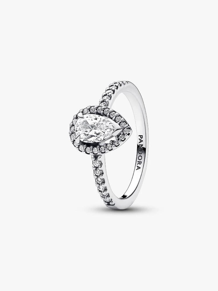 Sparkling Pear Halo Ring