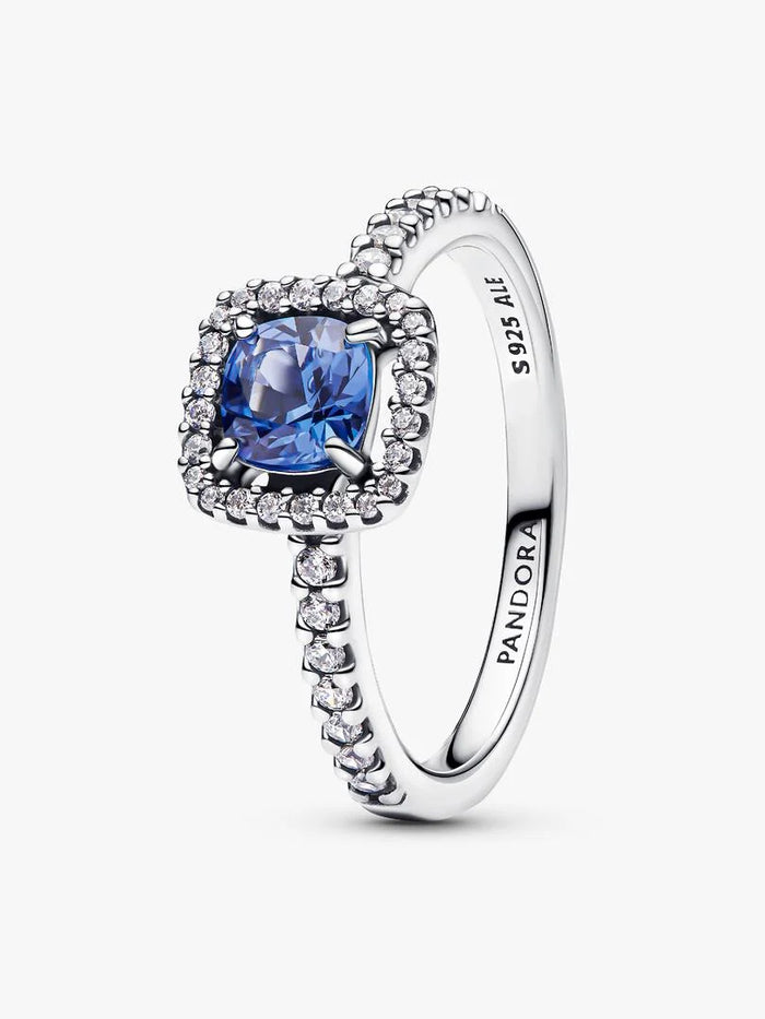 Square Sparkle Ring Blue Crystal