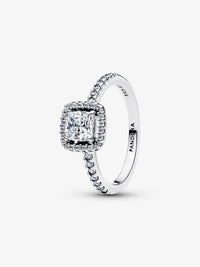 Sparkling Square Halo Ring