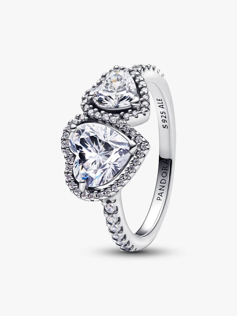 Sparkling Halo Hearts Ring