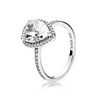 Sterling silver ring with claw-set pear-cut clear cubic zirconia  7/54