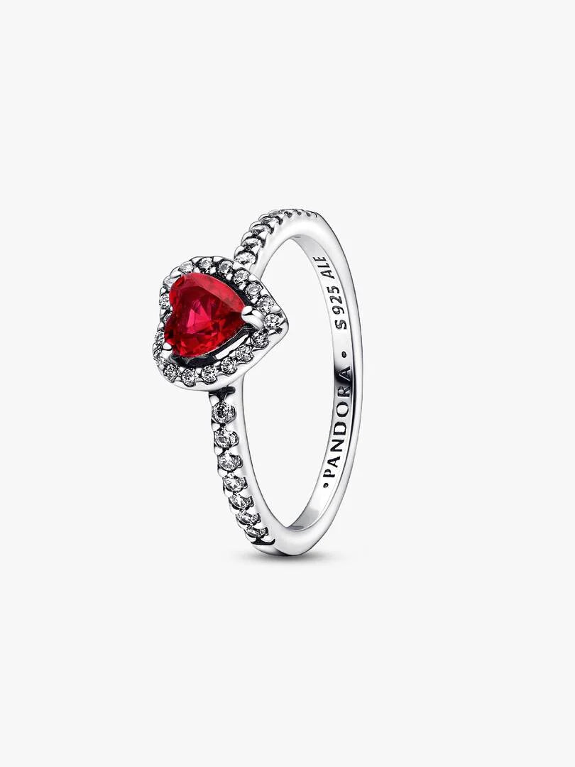 Sparkling Red Elevated Heart Ring