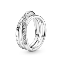 Crossover Pavé Triple Band Ring