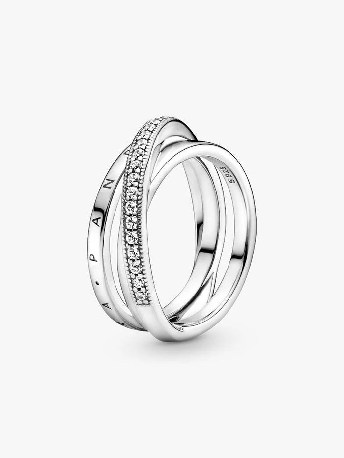 Crossover Pave Triple Band Ring