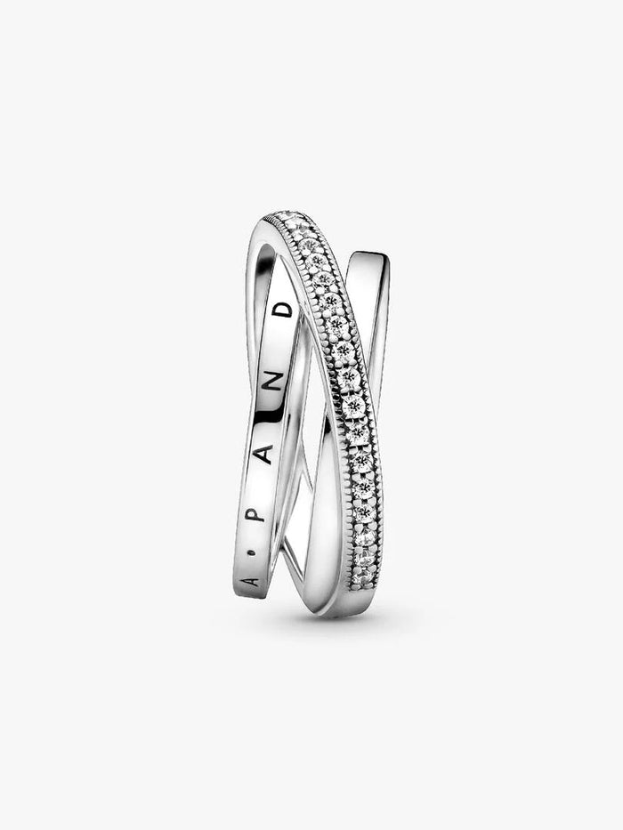 Crossover Pave Triple Band Ring
