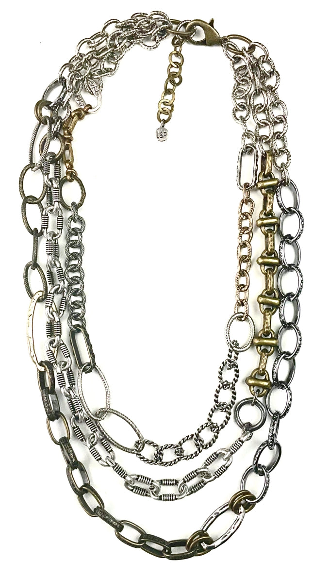 Mixed Metal Layered Chain Necklace