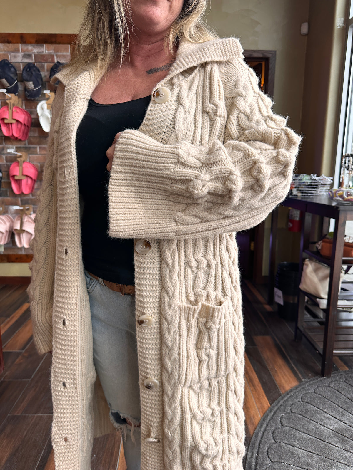 Celeste Cable Knit Button Down Cardigan