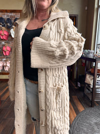 Celeste Cable Knit Button Down Cardigan