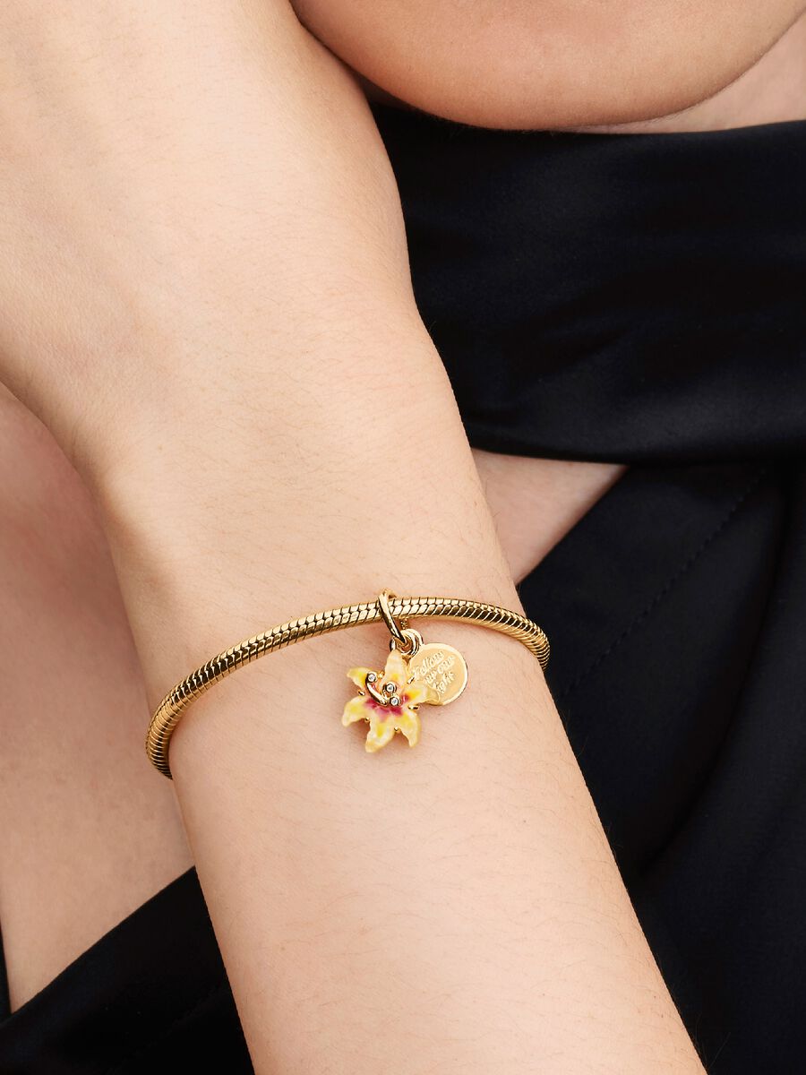 Disney Tangled Flower 14k gold-plated double dangle