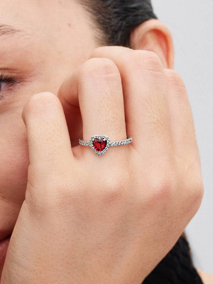 Sparkling Red Elevated Heart Ring