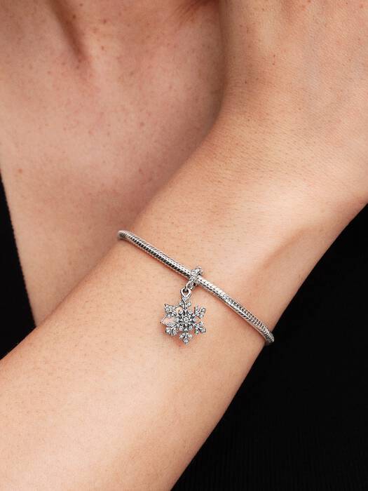 Pandora opalescent snowflake double dangle charm