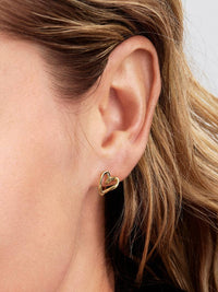 Organically Shaped Heart Small Hoop Earrings