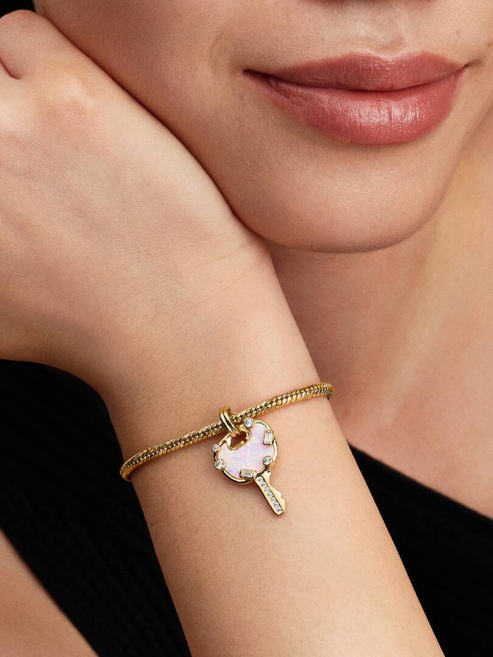 Opalescent Pink Love Key Large Dangle Charm