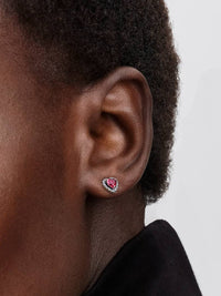 Elevated Red Heart Stud Earrings