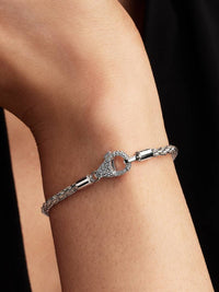 Pave Clasp Foxtail Chain Charm Bracelet 20cm