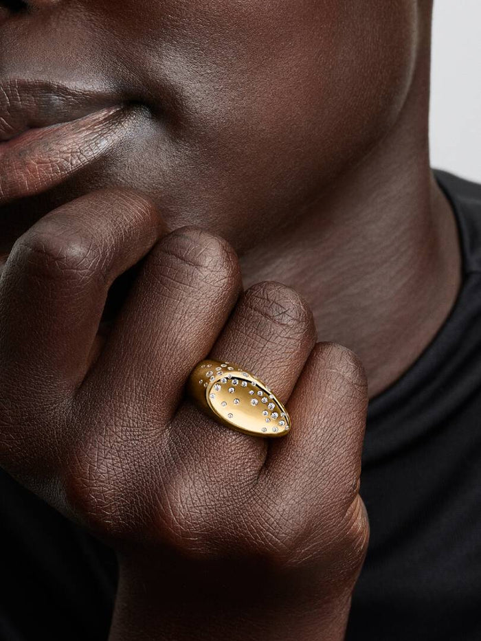Stone-Set Oval Domed Signet Ring