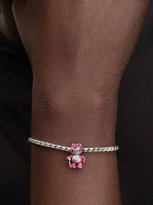 Disney Lotso sterling silver charm with scent pink and black enamel