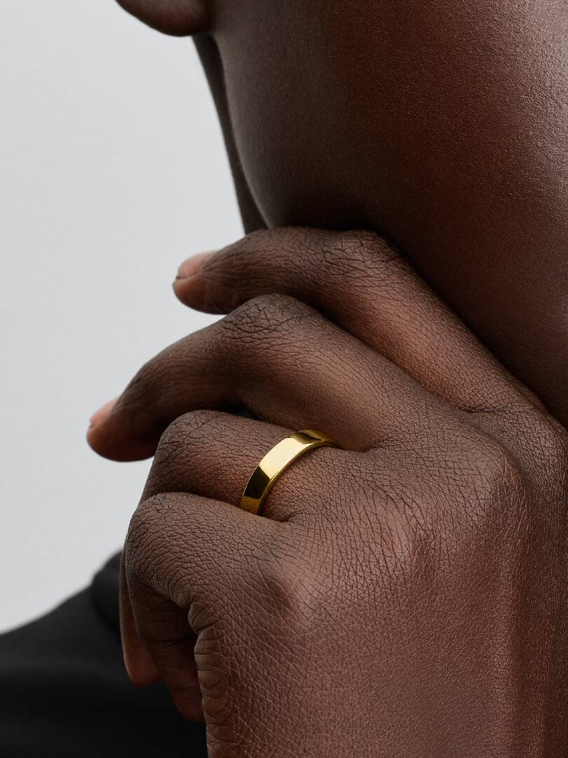 Engravable 14k gold-plated ring with clear cubic zirconia