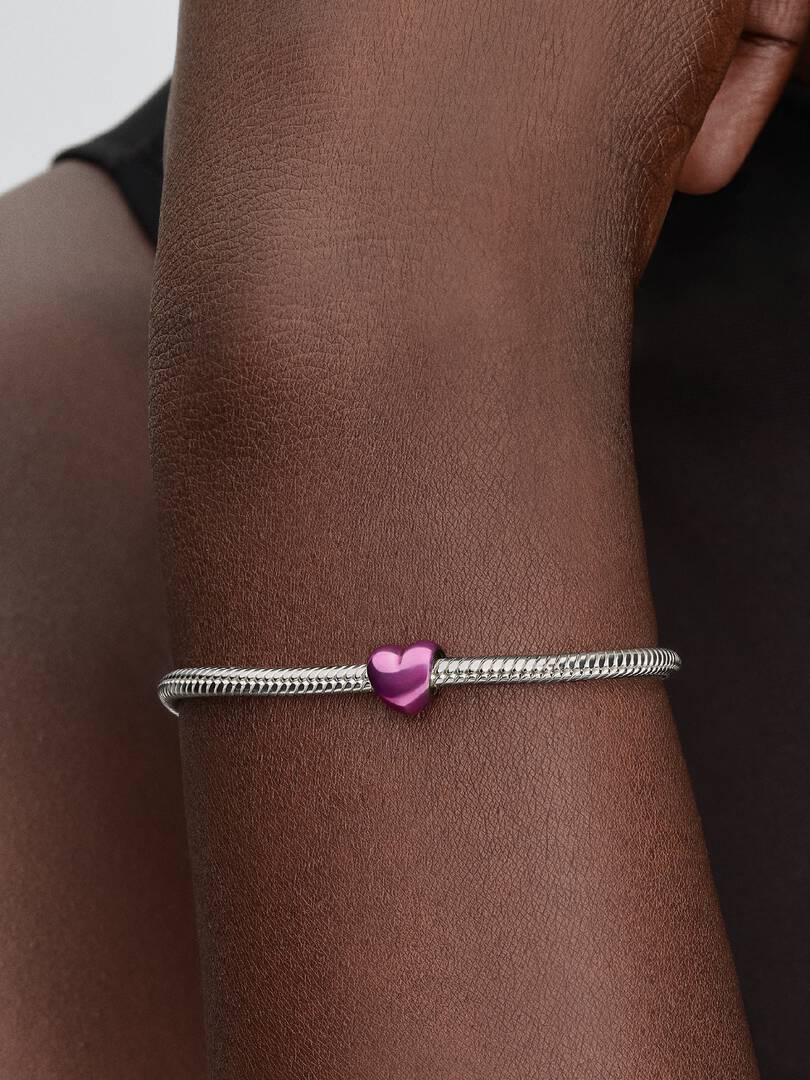 Heart sterling silver mini charm with colored enamel