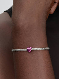 Heart sterling silver mini charm with colored enamel