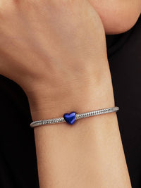 Heart sterling silver mini charm with colored enamel