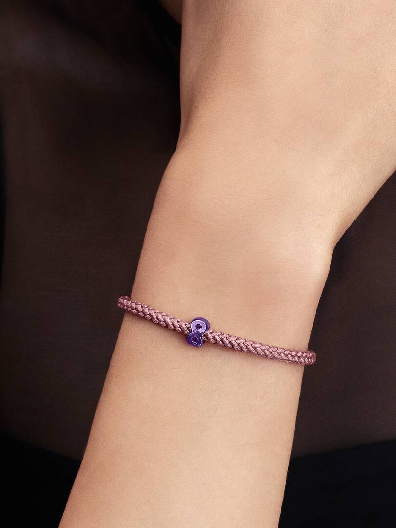 Infinity sterling silver mini charm with purple enamel