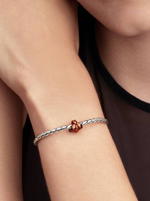 Bee sterling silver mini charm with orange enamel