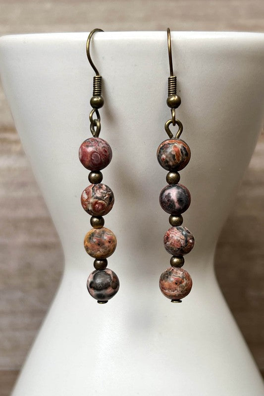Rhodonite Beaded Earrings