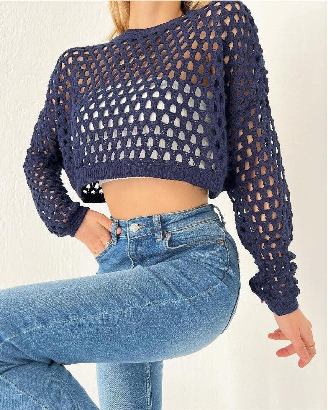 Veronica Open Knit Crop Top