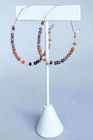 Beaded Wire Hoop Earrings